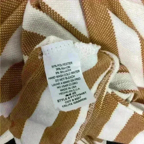 XL CES FEMME Women Fall Stripe Top Long Sleeve Orange White A8 - Picture 6 of 7